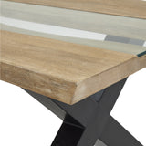 Acacia Wood Coffee Table 115cm Wide With Glass Vessels - Hawthorn & Hearth