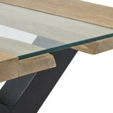 Acacia Wood Coffee Table 115cm Wide With Glass Vessels - Hawthorn & Hearth