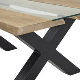 Acacia Wood Coffee Table 115cm Wide With Glass Vessels - Hawthorn & Hearth