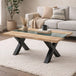 Acacia Wood Coffee Table 115cm Wide With Glass Vessels - Hawthorn & Hearth