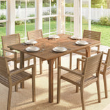 Acacia Wood Slatted Top Outdoor Garden Extending Dining Table for 6 to 8 People - Velmora