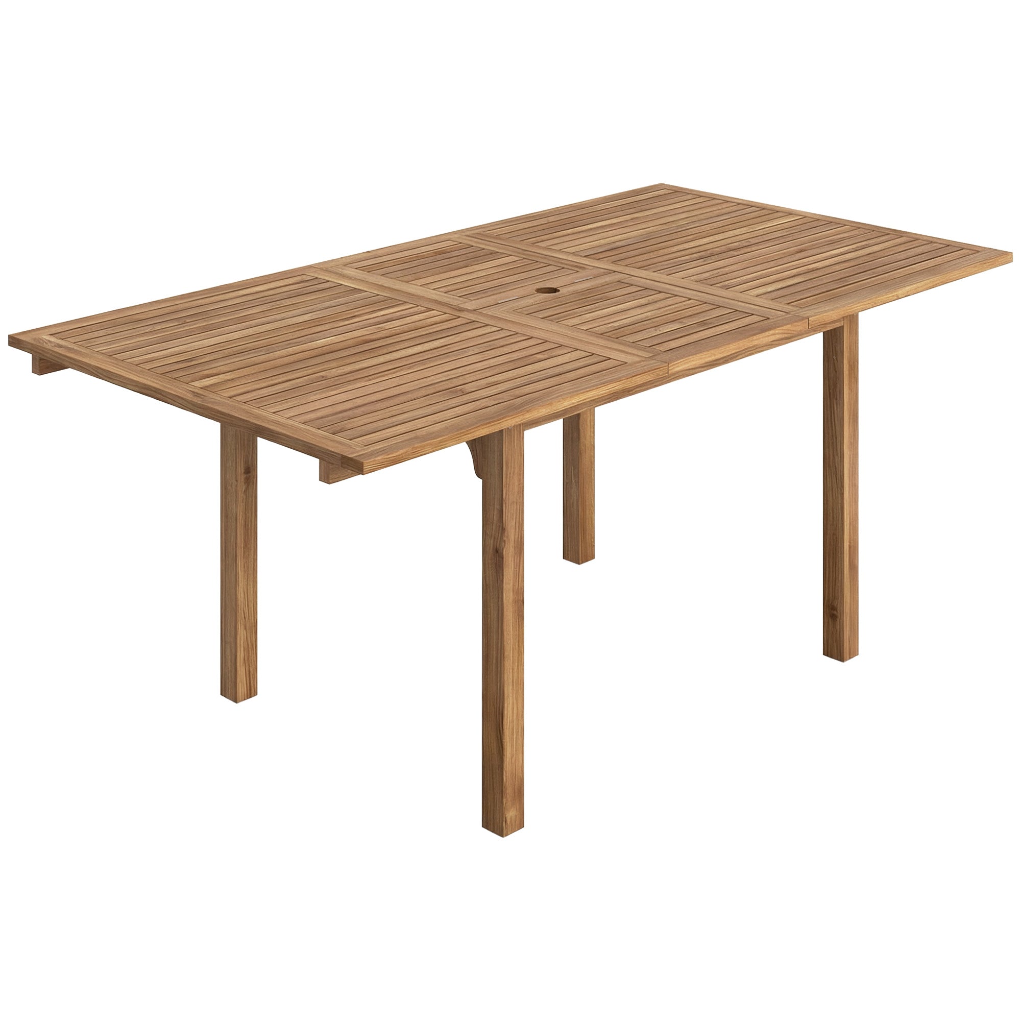 Acacia Wood Slatted Top Outdoor Garden Extending Dining Table for 6 to 8 People - Velmora