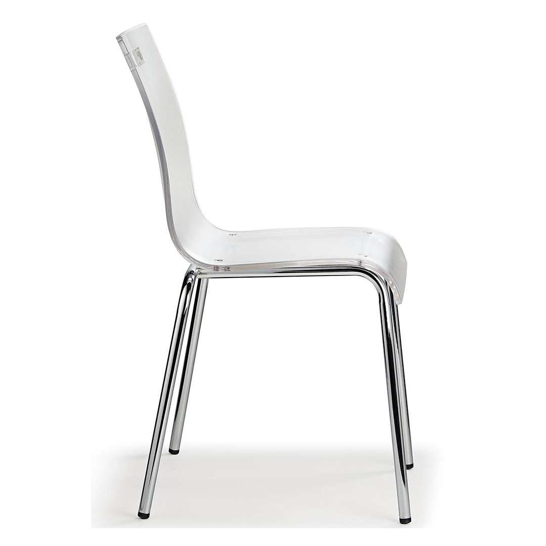 Acrylic Dining Chair With Polished Chrome Legs - Lofton