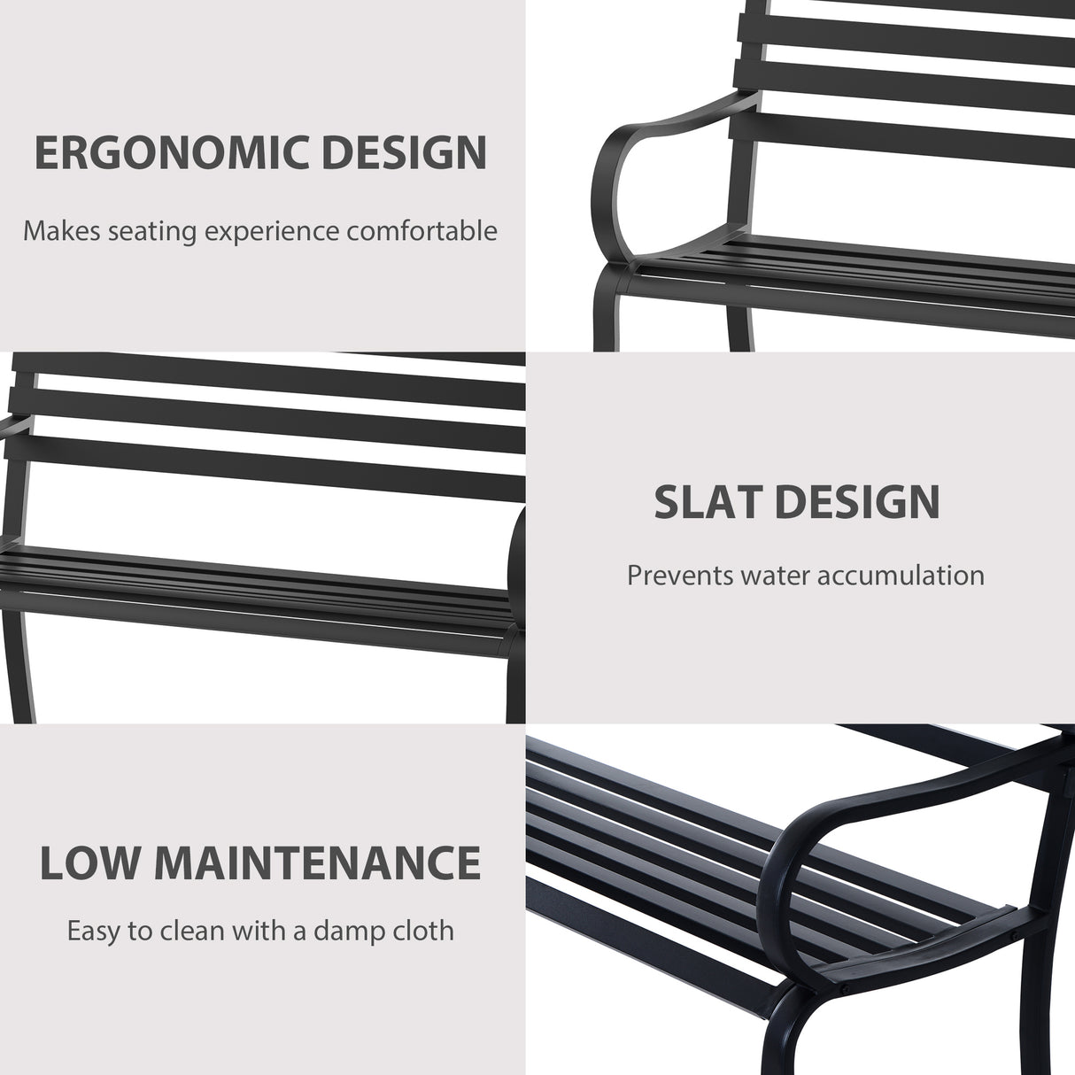 Alloy Steel 2 Seater Garden Bench Stable Patio - Velmora