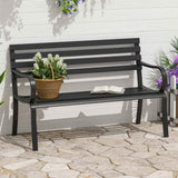 Alloy Steel 2 Seater Garden Bench Stable Patio - Velmora