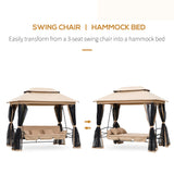 Alloy Steel 3-in-1 Convertible 3 Seater Garden Swing Chair Gazebo - Velmora