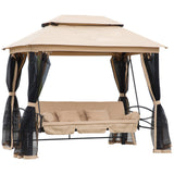Alloy Steel 3-in-1 Convertible 3 Seater Garden Swing Chair Gazebo - Velmora