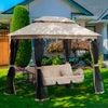Alloy Steel 3-in-1 Convertible 3 Seater Garden Swing Chair Gazebo - Velmora