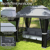 Alloy Steel 3-in-1 Convertible 3 Seater Garden Swing Chair Gazebo - Velmora