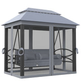 Alloy Steel 3-in-1 Convertible 3 Seater Garden Swing Chair Gazebo - Velmora