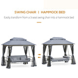 Alloy Steel 3-in-1 Convertible 3 Seater Garden Swing Chair Gazebo - Velmora