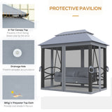 Alloy Steel 3-in-1 Convertible 3 Seater Garden Swing Chair Gazebo - Velmora