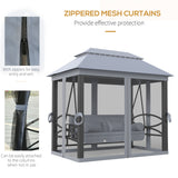 Alloy Steel 3-in-1 Convertible 3 Seater Garden Swing Chair Gazebo - Velmora