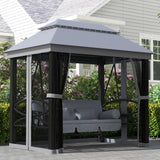 Alloy Steel 3-in-1 Convertible 3 Seater Garden Swing Chair Gazebo - Velmora