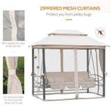 Alloy Steel 3-in-1 Convertible 3 Seater Garden Swing Chair Gazebo - Velmora