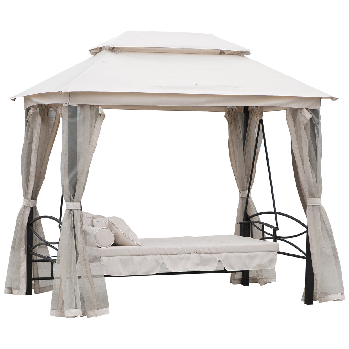Alloy Steel 3-in-1 Convertible 3 Seater Garden Swing Chair Gazebo - Velmora