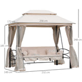 Alloy Steel 3-in-1 Convertible 3 Seater Garden Swing Chair Gazebo - Velmora