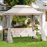 Alloy Steel 3-in-1 Convertible 3 Seater Garden Swing Chair Gazebo - Velmora