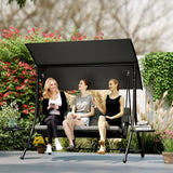 Alloy Steel 3 Seater Garden Swing Bench With Adjustable Canopy And Table - Velmora