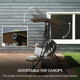 Alloy Steel 3 Seater Garden Swing Bench With Adjustable Canopy And Table - Velmora
