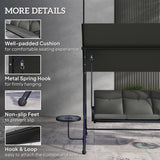 Alloy Steel 3 Seater Garden Swing Bench With Adjustable Canopy And Table - Velmora