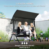 Alloy Steel 3 Seater Garden Swing Bench With Adjustable Canopy And Table - Velmora