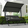 Alloy Steel 3 Seater Garden Swing Bench With Adjustable Canopy And Table - Velmora