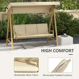 Alloy Steel 3 Seater Garden Swing Chair With Adjustable Canopy - Velmora