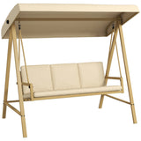 Alloy Steel 3 Seater Garden Swing Chair With Adjustable Canopy - Velmora