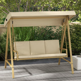 Alloy Steel 3 Seater Garden Swing Chair With Adjustable Canopy - Velmora