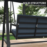 Alloy Steel 3 Seater Garden Swing Chair With Adjustable Canopy - Velmora