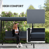 Alloy Steel 3 Seater Garden Swing Chair With Adjustable Canopy - Velmora