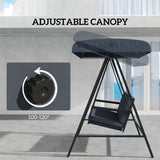 Alloy Steel 3 Seater Garden Swing Chair With Adjustable Canopy - Velmora