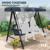 Alloy Steel 3 Seater Garden Swing Chair With Adjustable Canopy - Velmora