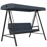 Alloy Steel 3 Seater Garden Swing Chair With Adjustable Canopy - Velmora
