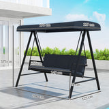Alloy Steel 3 Seater Garden Swing Chair With Adjustable Canopy - Velmora