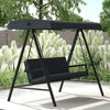 Alloy Steel 3 Seater Garden Swing Chair With Adjustable Canopy - Velmora