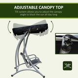 Alloy Steel 3 Seater Porch Swing Chair Bench With Canopy - Velmora