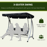 Alloy Steel 3 Seater Porch Swing Chair Bench With Canopy - Velmora