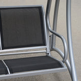 Alloy Steel 3 Seater Porch Swing Chair Bench With Canopy - Velmora
