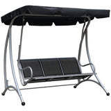 Alloy Steel 3 Seater Porch Swing Chair Bench With Canopy - Velmora