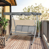 Alloy Steel 3 Seater Porch Swing Chair Bench With Canopy - Velmora