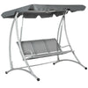 Alloy Steel 3 Seater Porch Swing Chair Bench With Canopy - Velmora