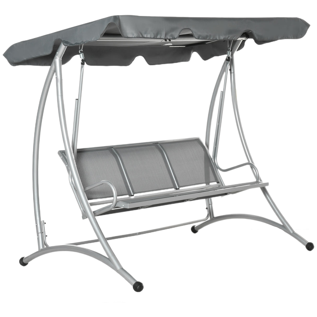 Alloy Steel 3 Seater Porch Swing Chair Bench With Canopy - Velmora