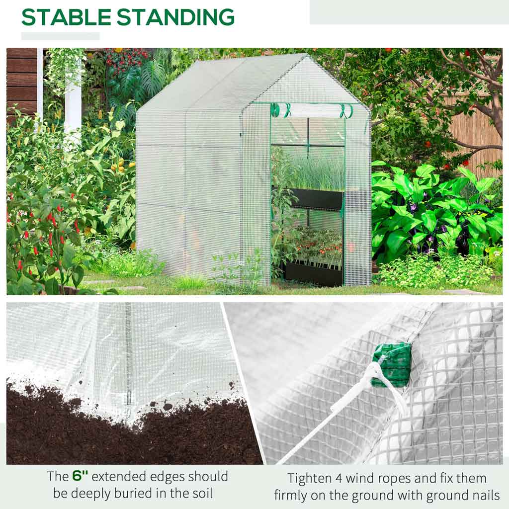 Alloy Steel Frame Garden Greenhouse 120cm Wide x 186cm Depth - Velmora