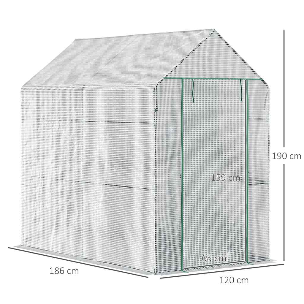 Alloy Steel Frame Garden Greenhouse 120cm Wide x 186cm Depth - Velmora