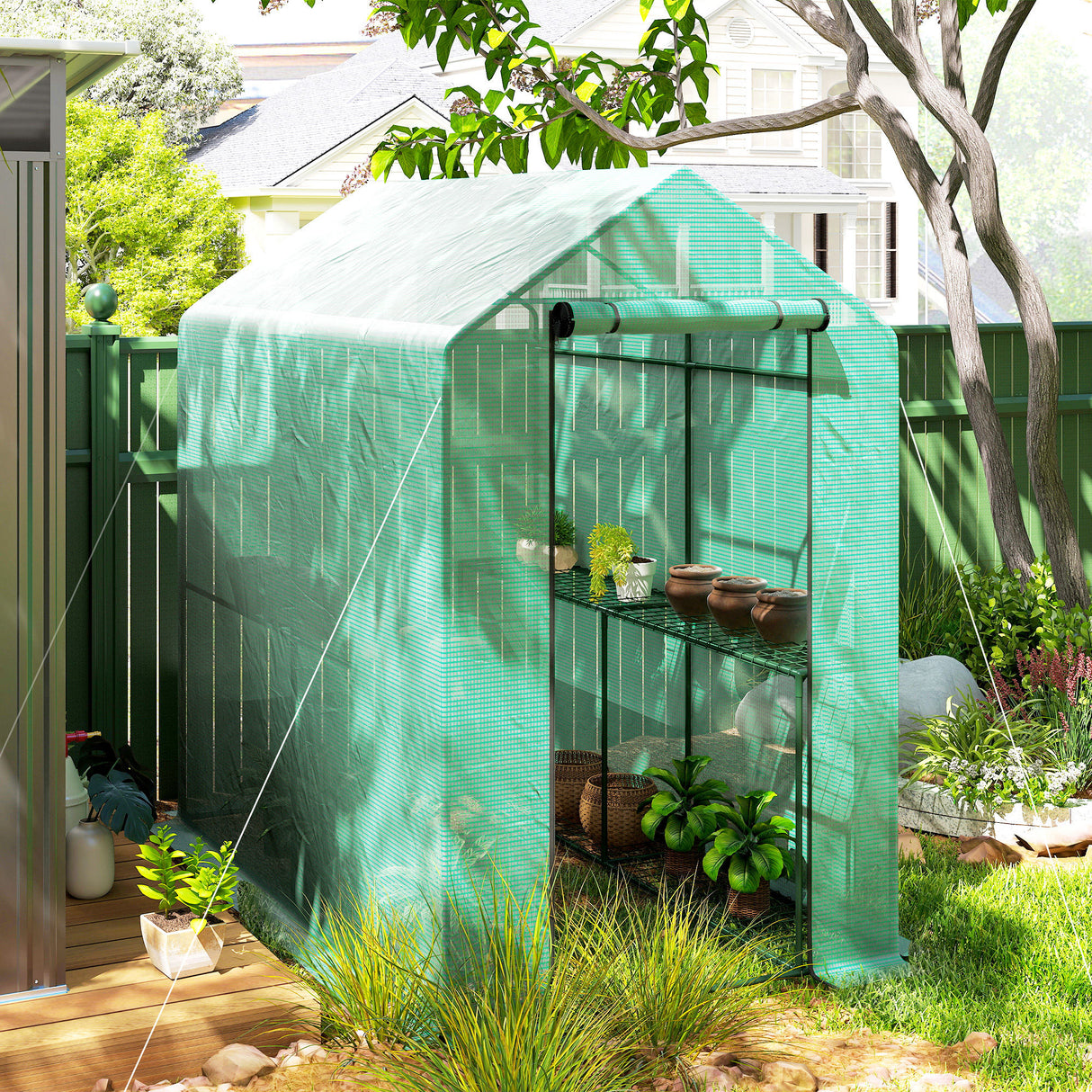 Alloy Steel Frame Garden Greenhouse 120cm Wide x 186cm Depth - Velmora