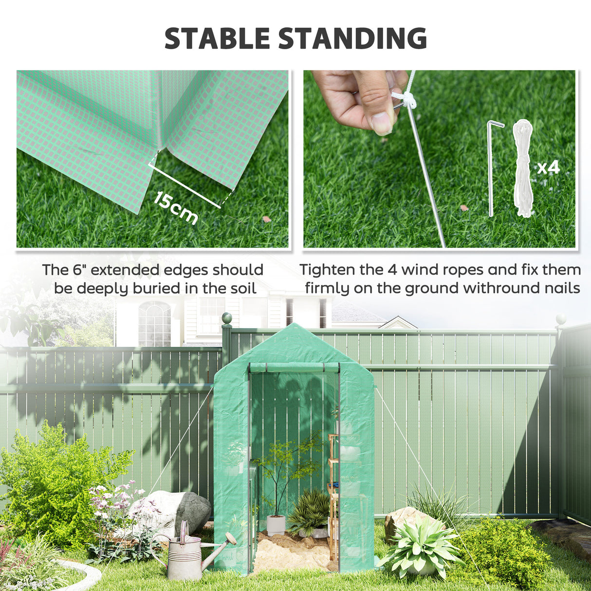 Alloy Steel Frame Garden Greenhouse 120cm Wide x 186cm Depth - Velmora