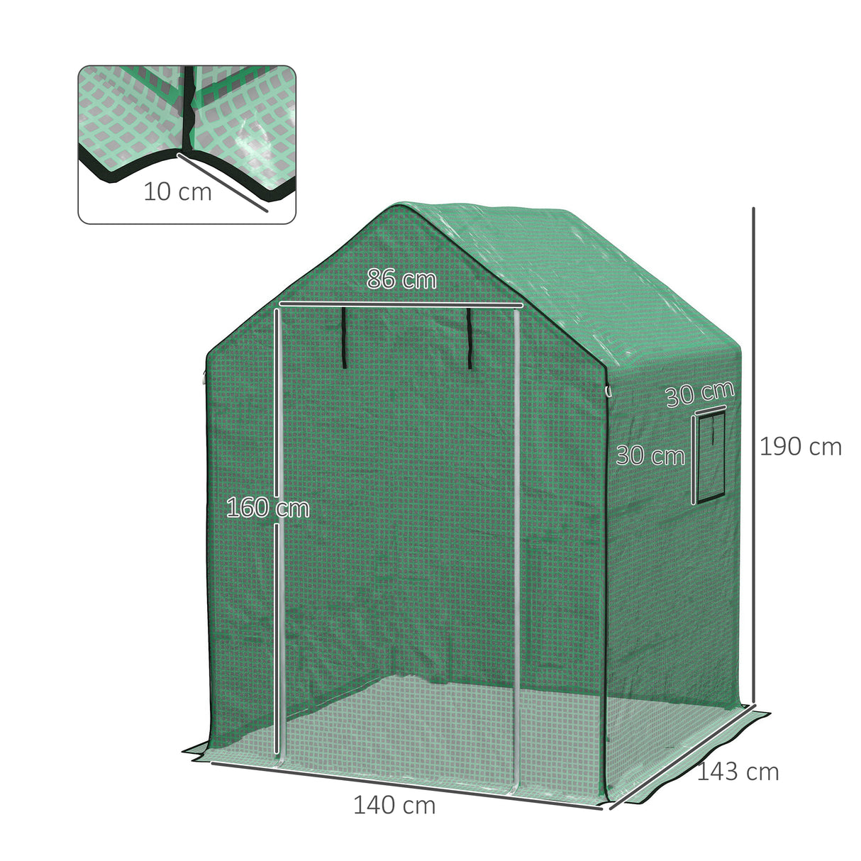 Alloy Steel Frame Garden Greenhouse 140cm Wide x 143cm Depth - Velmora