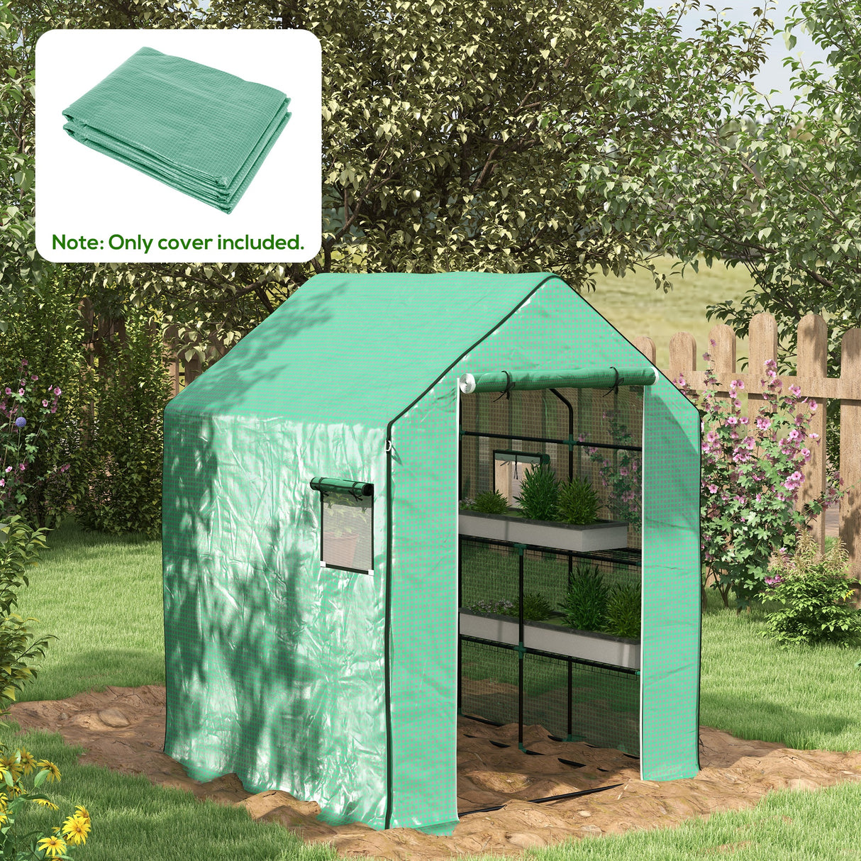 Alloy Steel Frame Garden Greenhouse 140cm Wide x 143cm Depth - Velmora